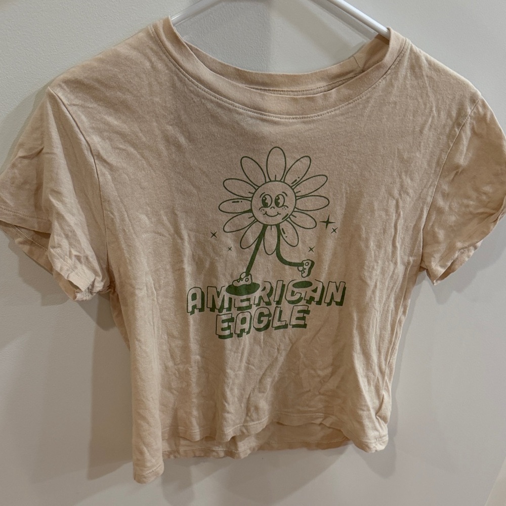 American Eagle Outfitters Tan Graphic Tee